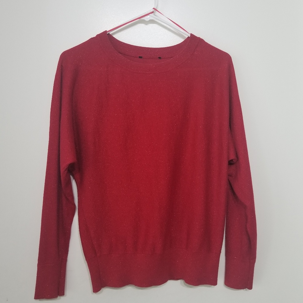 Theory metallic red sweater crew neck xs
